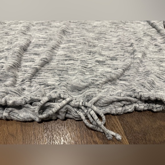 Aerie Knitted Crop Sweater Slouchy Flared Sleeves Drawstring Hem Gray Women's XS - Picture 5 of 8